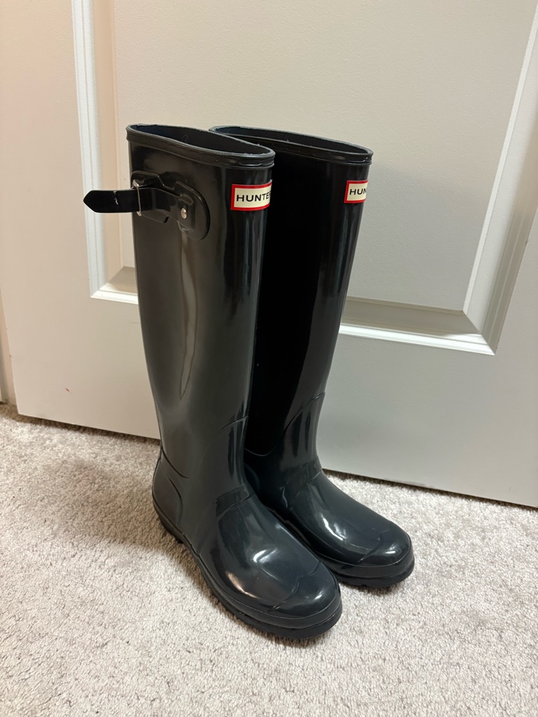 Hunter Black/ Gray Gloss Tall Rain Boots
